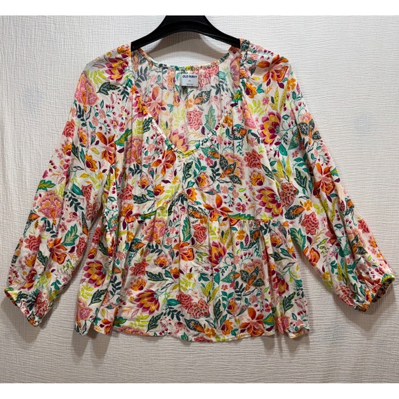 Old Navy Tops - Old‎ Navy Women's XXL Floral Peasant Blouse 3/4 Sleeve V Neck Babydoll  Boho